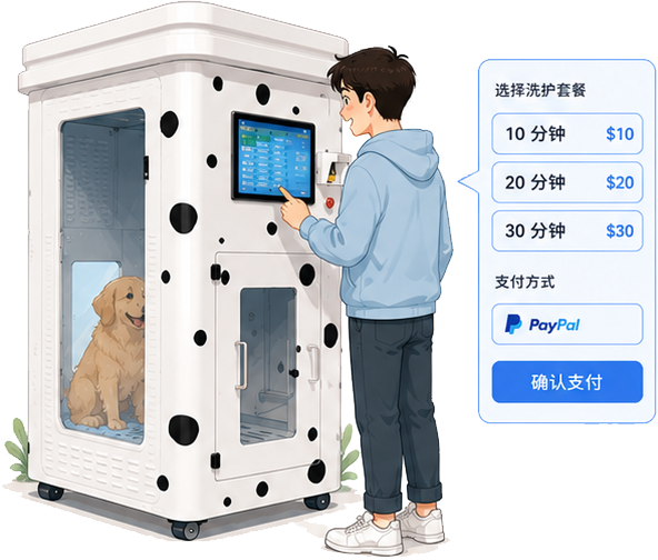 Choosing a wash package on the 21.5 inch touch screen