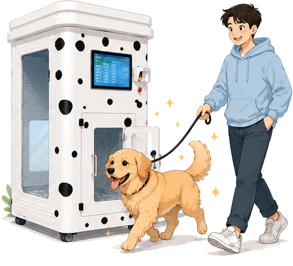 Owner leaves with a clean, happy dog