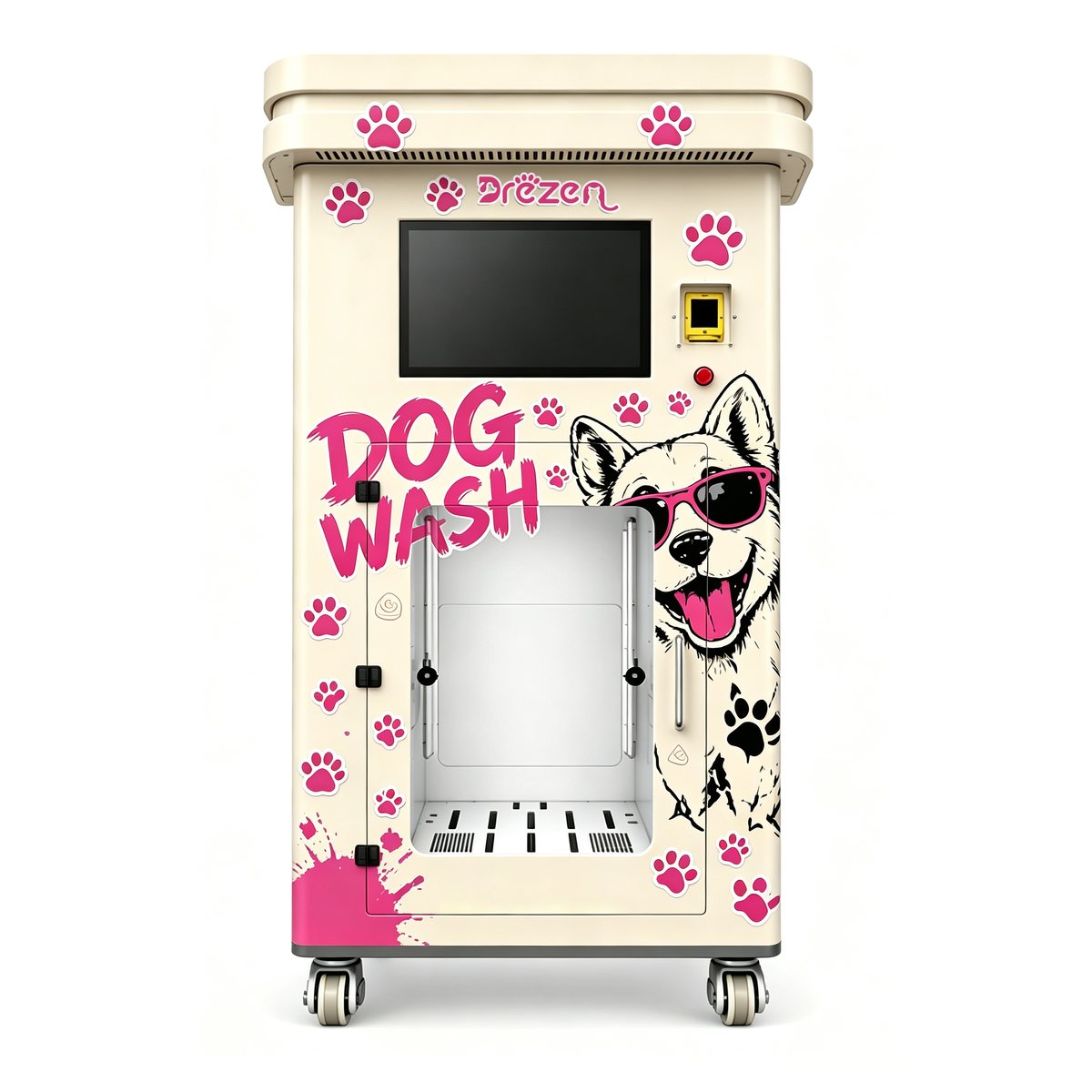 Drezen pet wash cabin with a fully custom branded exterior wrap